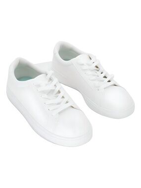 Dr. Scholl's Vivienne White Faux Leather Lace Up Sneakers Size 8M